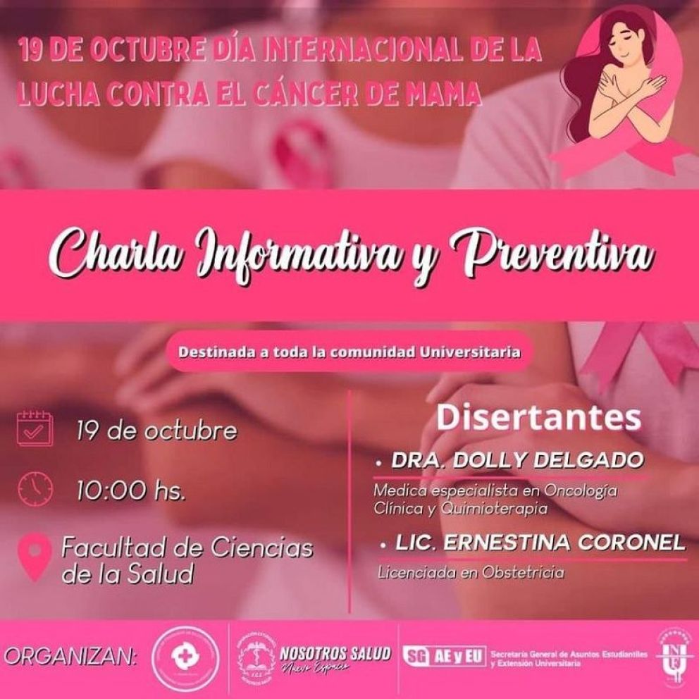 Realizarán charla informativa y preventiva sobre el cáncer de mama